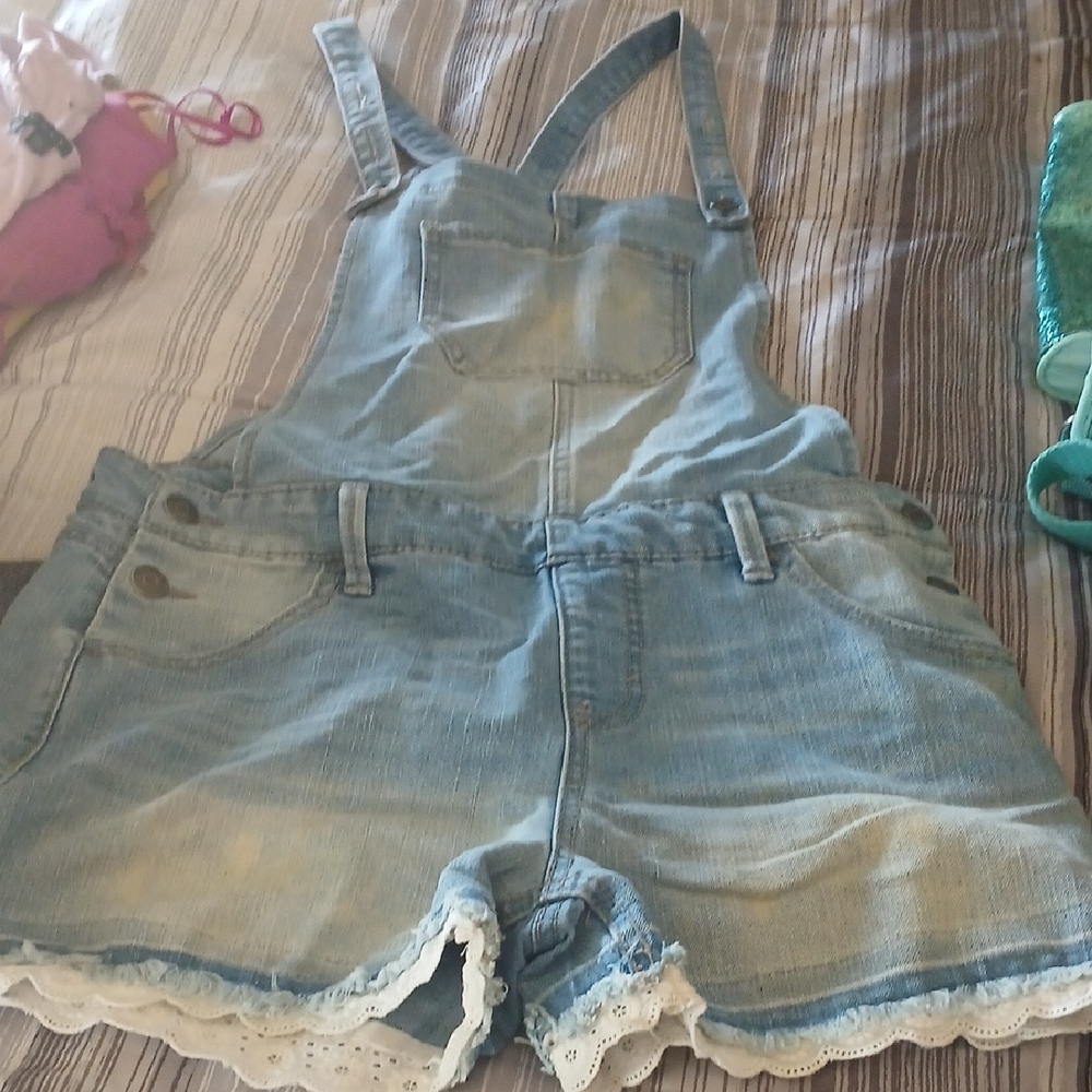 Cat & Jack Light Wash Denim Overalls with Contrast Stitching